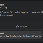Hal Hodge Obama birther Facebook post