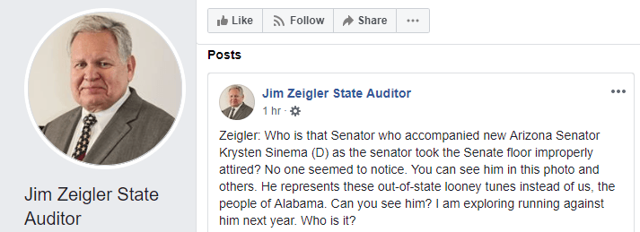 Jim Zeigler Facebook Post