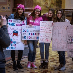 Women Pose For Photo At Women's Rights March