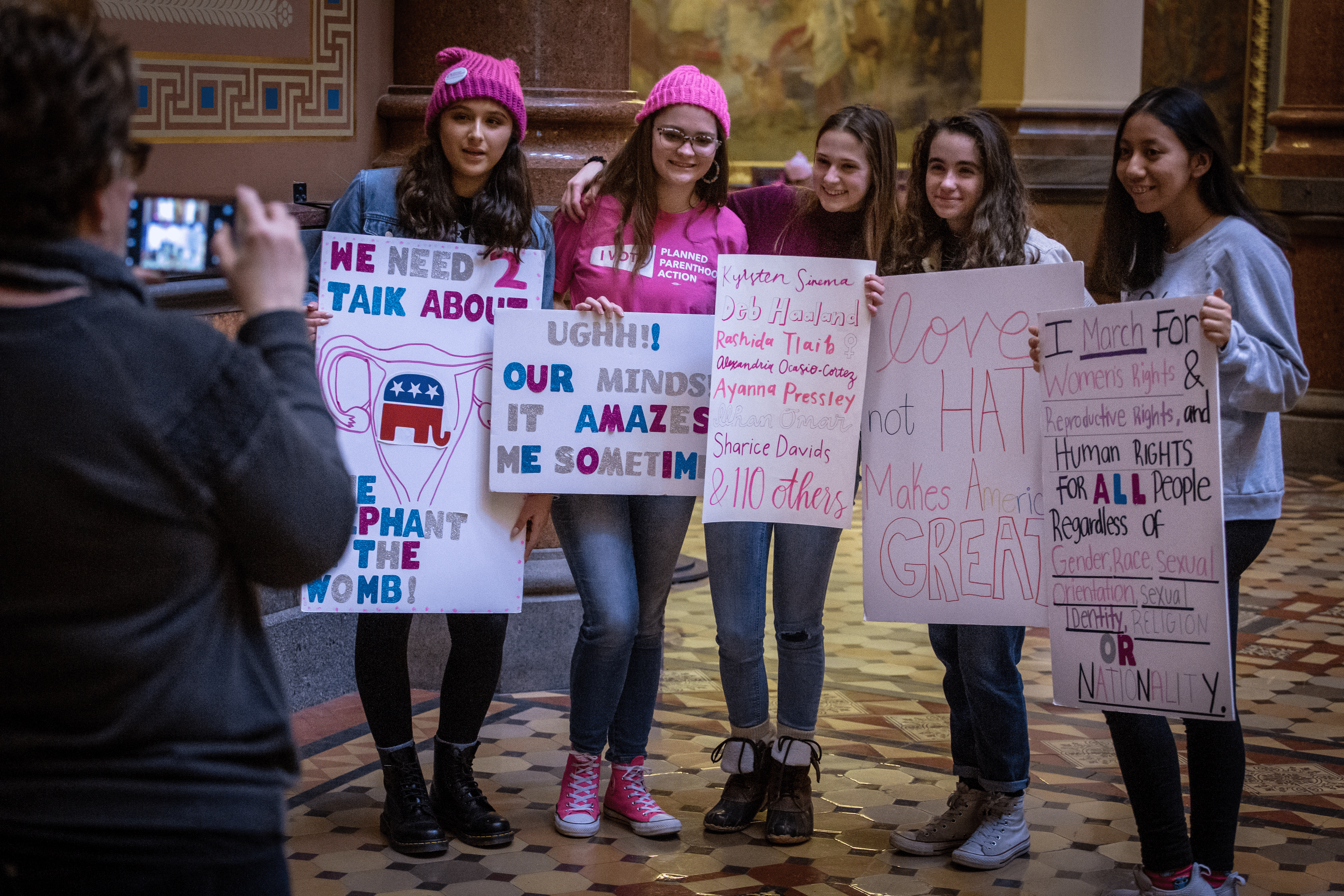 Women Pose For Photo At Women's Rights March