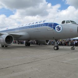 An Airbus A320 sits at the Paris Air Show. The A320 along with the A220 are built in Mobile, AL.