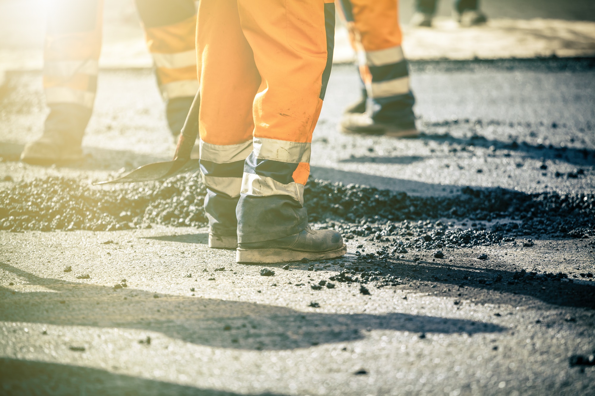 Teamwork on road construction