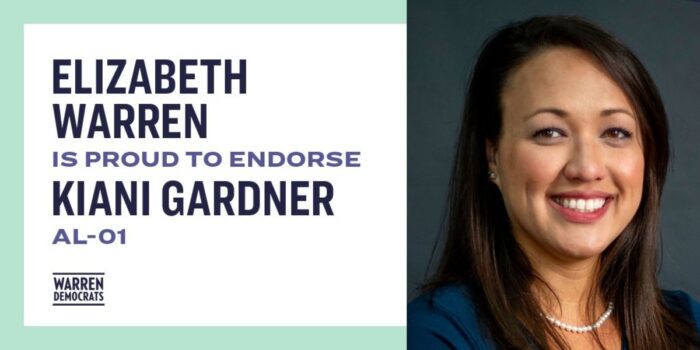 AL-01: Kiani Gardner Endorsed By Elizabeth Warren