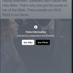 Floyd Burton from Sumiton, AL shares a false story that depicts Vice President Kamala Harris placing her hand on a purse instead of a bible while being sworn in to office.