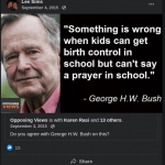 Lee Sims from Guntersville, AL shares a post stating he belives birth control should not be given in schools but prayer should be required.