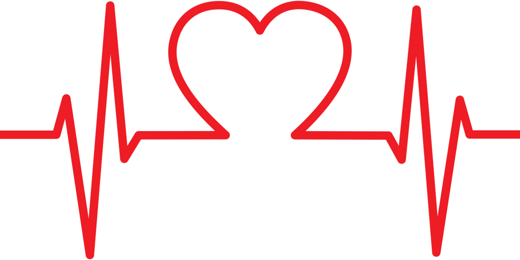 A blood pressure EKG photo with heart in the middle