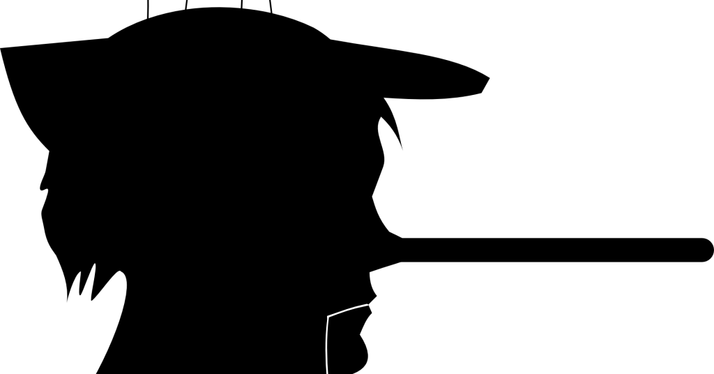 Pinocchio head and nose outline